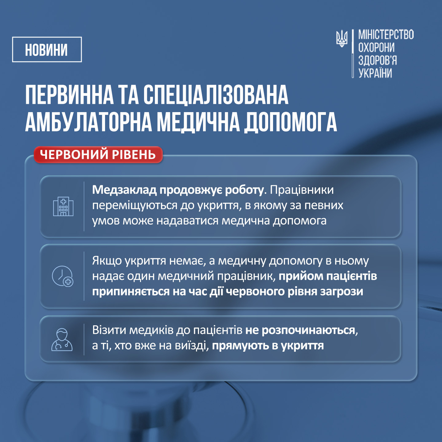Робота медзакладів під час повітряної тривоги